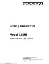 Bogen Ceiling Subwoofer CSUB Installation And Use Manual