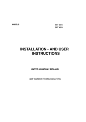 Johnson & Starley SGT 30 G Installation And User Instructions Manual