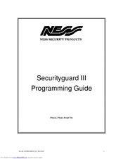 Ness Security Products Securityguard III Programming Manual