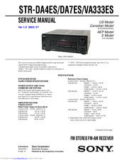 Sony STR-DA4ES - Fm Stereo/fm-am Receiver Service Manual