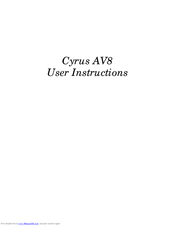 Cyrus AV8 User Instructions