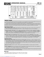 Rane MP 44 Operator's Manual