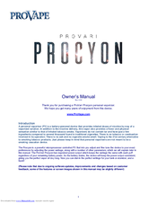 Provape PROCYON Owner's Manual
