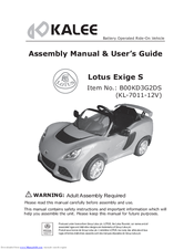 Kalee Lotus Exige S B00KD3G2DS Assembly Manual & User Manual