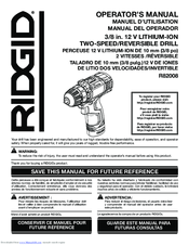 RIDGID R82008 Operator's Manual