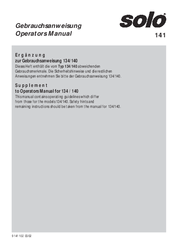 Solo 141 Supplemental Operator's Manual