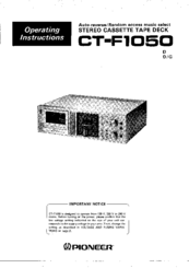 Pioneer CT-F1050 Operating Instructions Manual