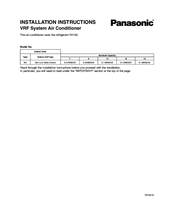 Panasonic S-07MM2U6 Installation Instructions Manual