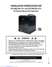 GTO /PRO SW-6101 Installation Instructions Manual