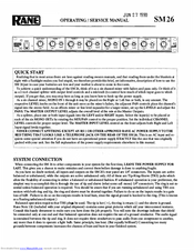 Rane SM26 Operating & Service Manual