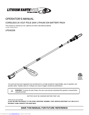 Lithium Earthwise LPS40208 Operator's Manual