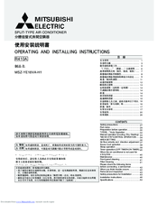 Mitsubishi Electric R410A Operating And Installation Instructions
