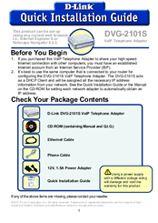 D-Link DVG-2101S Quick Installation Manual