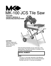 MK Diamond Products MK-100 JCS Owner's Manual & Operating Instructions