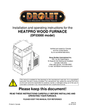 Drolet HEATPRO DF03000 Installation And Operating Instructions Manual