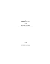 Classe Audio C-303 Owner's Manual