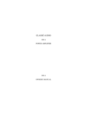 Classe Audio 100-A Owner's Manual