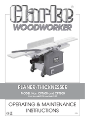 Clarke Woodworker CPT800 Operating & Maintenance Instructions