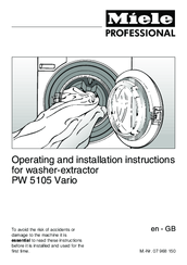Miele PW 5105 Vario Operating And Installation Instructions