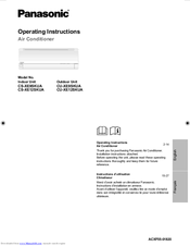 Panasonic CS-XE12SKUA Operating Instructions Manual