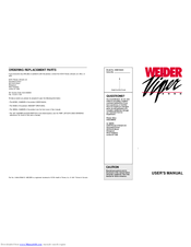 Weider VIPER 2000 WESY60400 Replacement Parts Manual