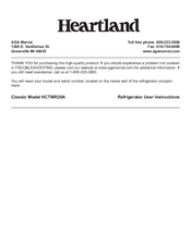 Heartland HCTMR20A User Instructions