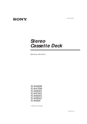 Sony TC-WR550Z - Stereo Cassette Deck Operating Instructions Manual