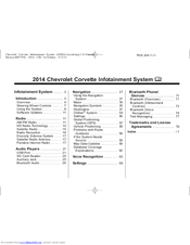 Chevrolet 2014 Corvette Infotainment System User Manual