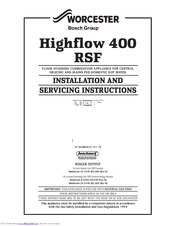 Worcester Highflow 400 RSF Installation And Servicing Instructions