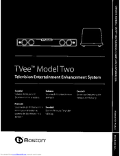 Boston Tvee Two Owner's Manual/Safety Instructions/Compliance Information