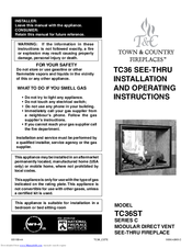 Town & Country Fireplaces TC36ST Installation And Operating Instructions Manual