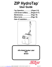 Zip HydroTap 801621 User Manual