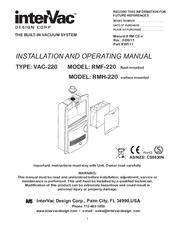 InterVac RMF-220 Installation And Operating Manual