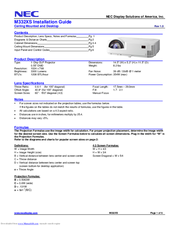 NEC M332XS Installation Manual