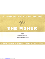 Fisher 400 Operating Instructions And Warranty