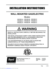 Bard WG5S2-B Installation Instructions Manual