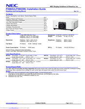 NEC PX602UL Installation Manual