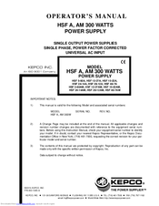 KEPCO HSF A Operator's Manual