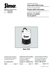Simer 2325 Installation, Operation & Parts