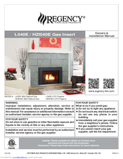 Regency L540E-LP2 Owners & Installation Manual