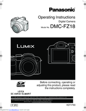 Panasonic LUMIX DMC-FZ18 Operating Instructions Manual