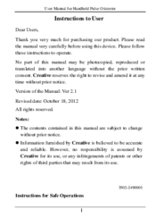 Creative PC 66B Instructions To User