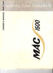 McIntosh MAC 1500 Owner's Manual