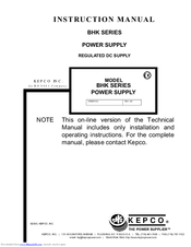 KEPCO BHK Series Instruction Manual