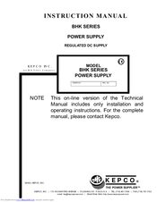 Kepco BHK Series Instruction Manual