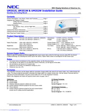 NEC UM352W Installation Manual