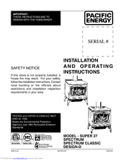 Pacific Energy SUPER 27 Installation And Operating Instructions Manual