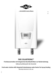 clage FWX SOLARTRONIC Operating Instructions For The User