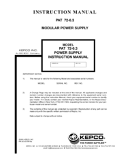 KEPCO PAT 72-0. Instruction Manual