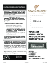 Town & Country Fireplaces TCWS54ST SERIES D Installation And Operating Instructions Manual